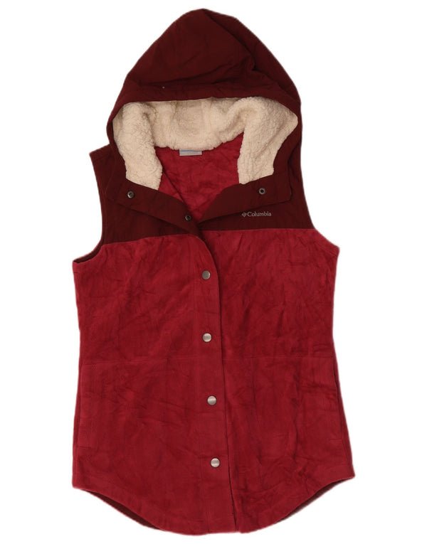 Columbia Gilet polaire à capuche pour femme UK 14 Medium Bordeaux Colourblock