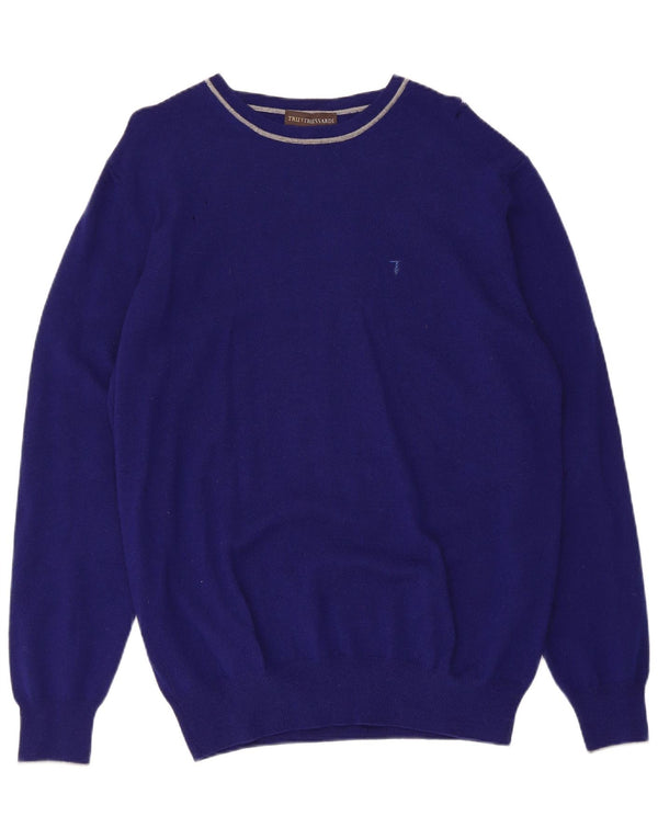 Trussardi Pull Col Bateau XL Bleu Marine Cachemire Homme