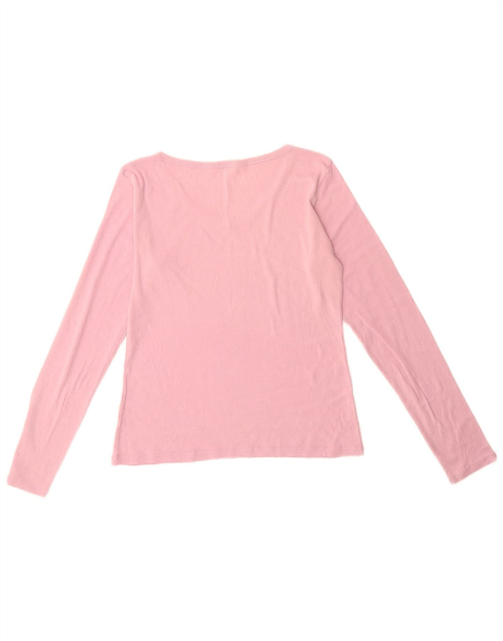 Benetton Haut graphique à manches longues pour femme UK 12 Rose moyen