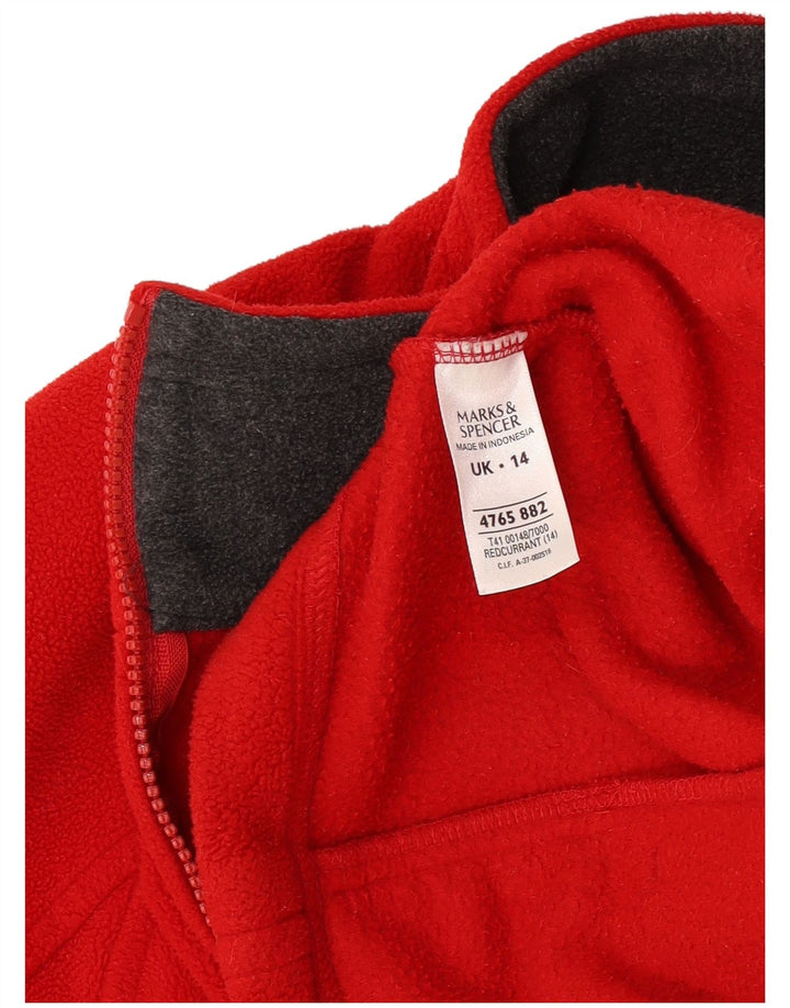 Marks & Spencer Veste polaire pour femme UK 14 Large Rouge Polyester