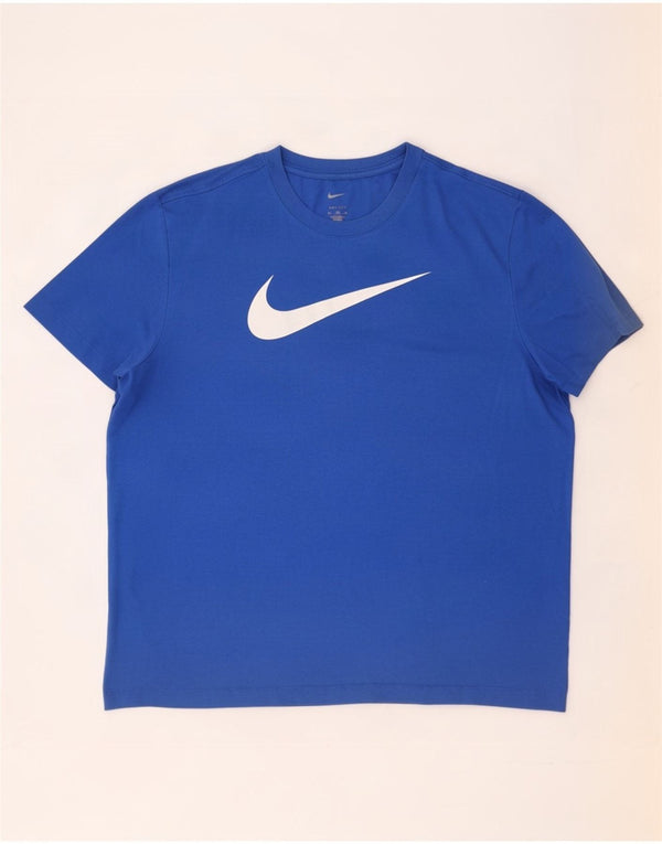 Nike T-shirt graphique Dri Fit pour homme 2XL Bleu Polyester