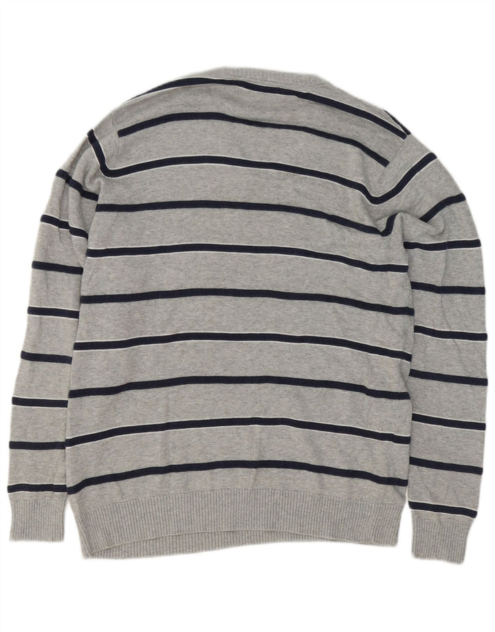 Marks & Spencer Pull Blue Harbor Col V Homme Gris Moyen Rayé