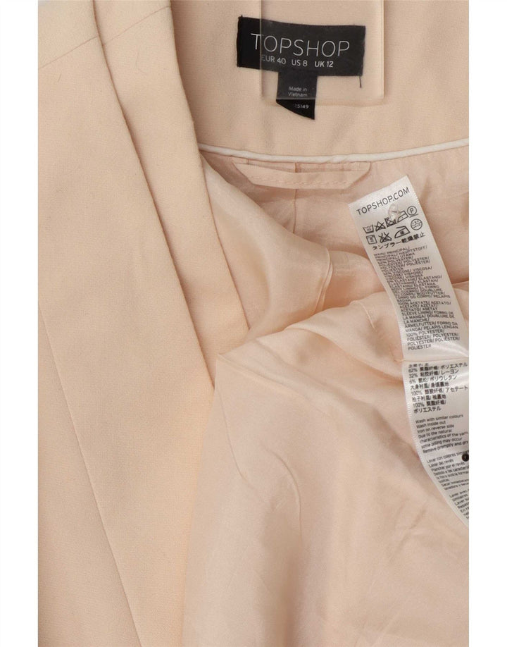 Topshop Veste blazer courte ouverte pour femme UK 12 Medium Off White Polyester