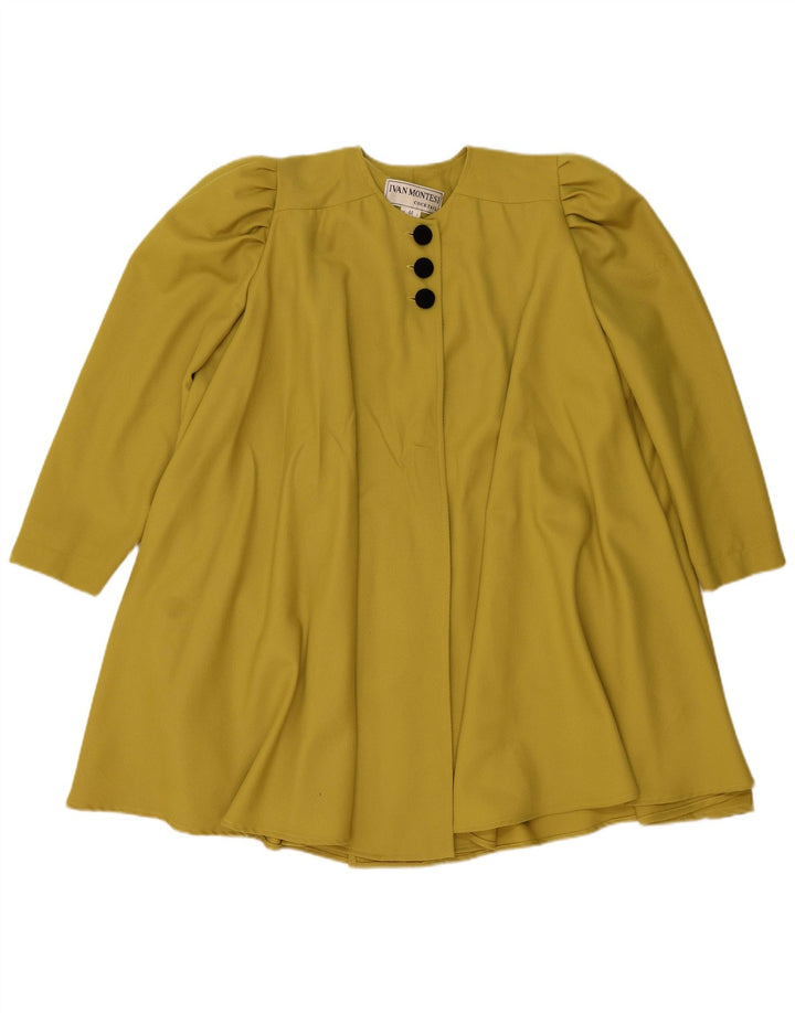 vintage Femme Manteau surdimensionné IT 44 Laine Jaune Moyen