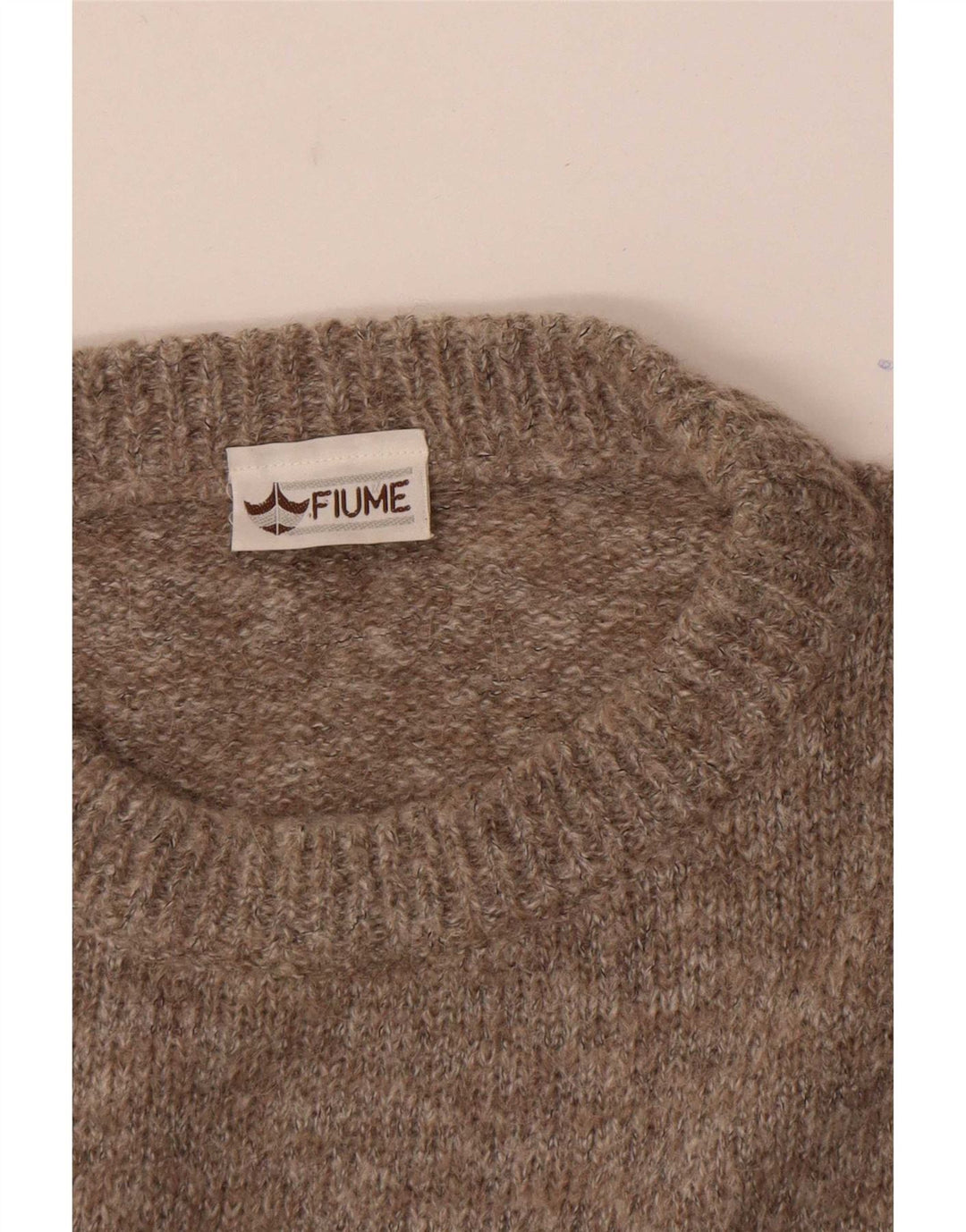 Fiume Pull graphique à col rond pour homme IT 52 Large Marron Colourblock