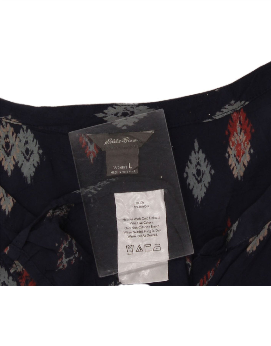 EDDIE BAUER Womens Shirt Blouse UK 16 Large Navy Blue Argyle/Diamond Vintage Eddie Bauer and Second-Hand Eddie Bauer from Messina Hembry 