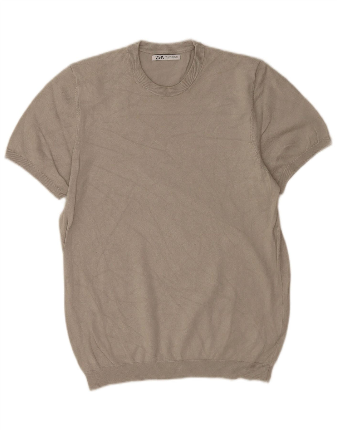 Zara Pull à manches courtes et col rond pour homme Petit gris viscose