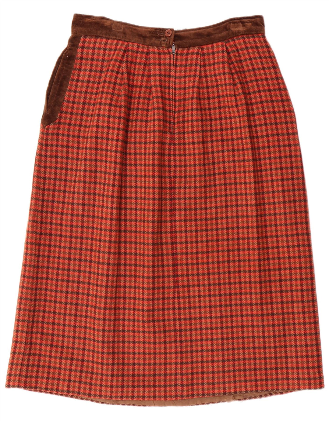 VALENTINO Femme Jupe Trapèze Miss V W30 Laine Pied-de-Poule Rouge Moyen