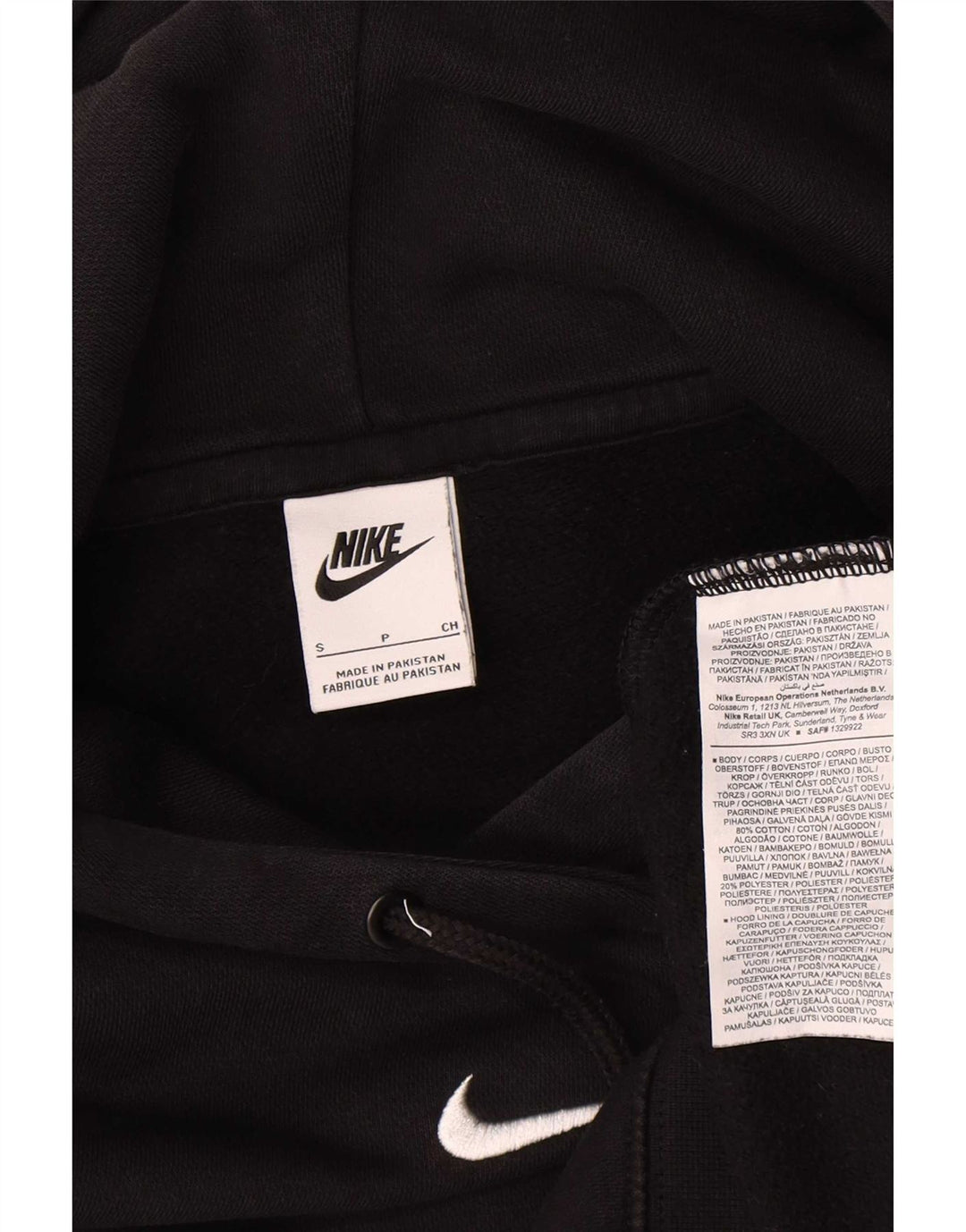 Nike Pull à capuche surdimensionné pour homme Petit coton noir