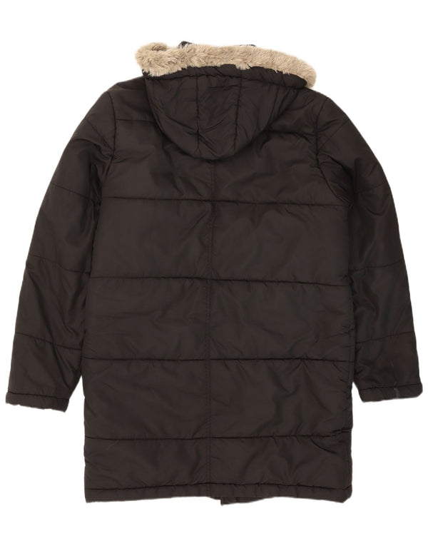 Zara Manteau rembourré à capuche pour homme UK 42 XL Noir Polyester