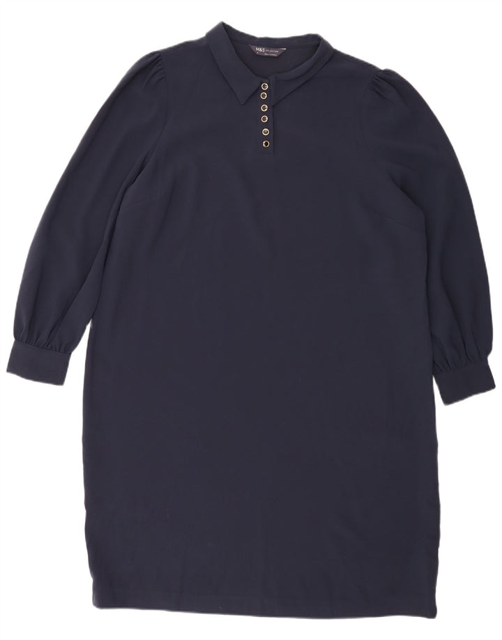 Marks & Spencer Robe droite à manches longues pour femme UK 18 XL Bleu marine Polyester