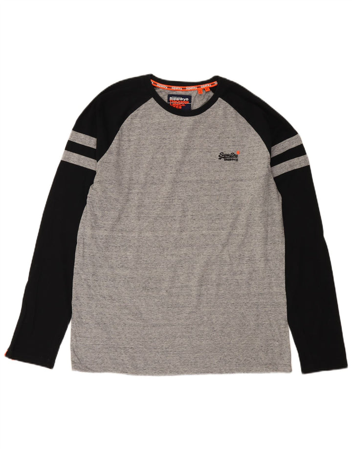 Superdry Haut à Manches Longues XL Gris Colourblock Homme