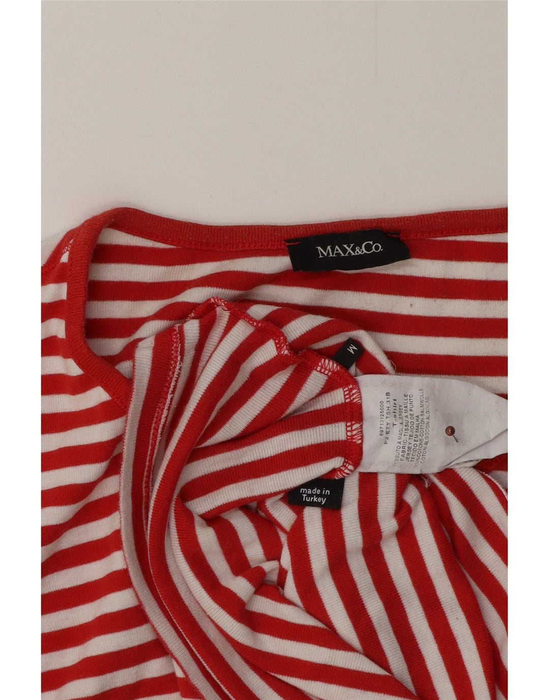 Max & Co. T-shirt graphique pour femme en coton rayé rouge moyen UK 12