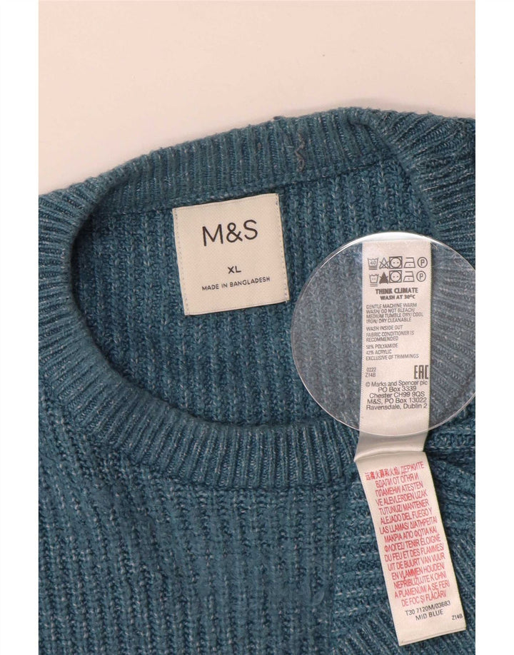 Marks & Spencer Pull Col Ras du Cou XL Homme Bleu Polyamide