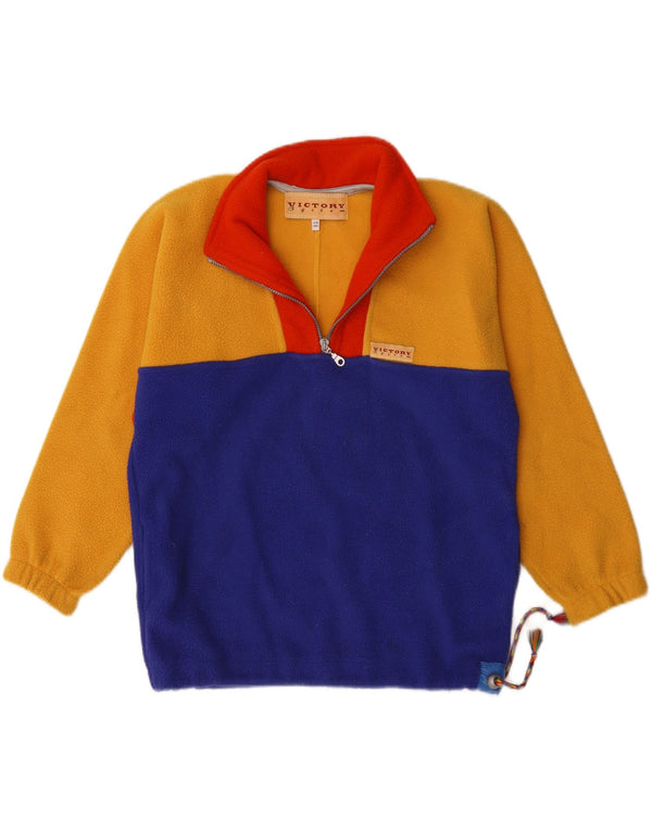 Victory Pull Polaire à Col Zippé Garçon 11-12 ans Jaune Colorblock