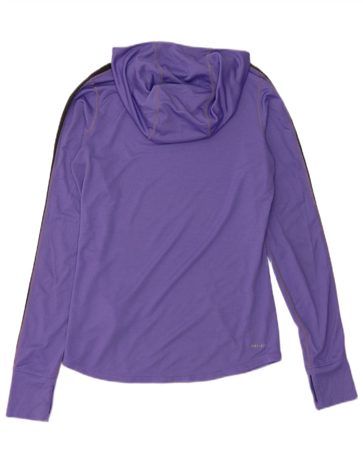 NIKE Haut à capuche Dri Fit à manches longues pour femme UK 10 Small Violet Colourblock