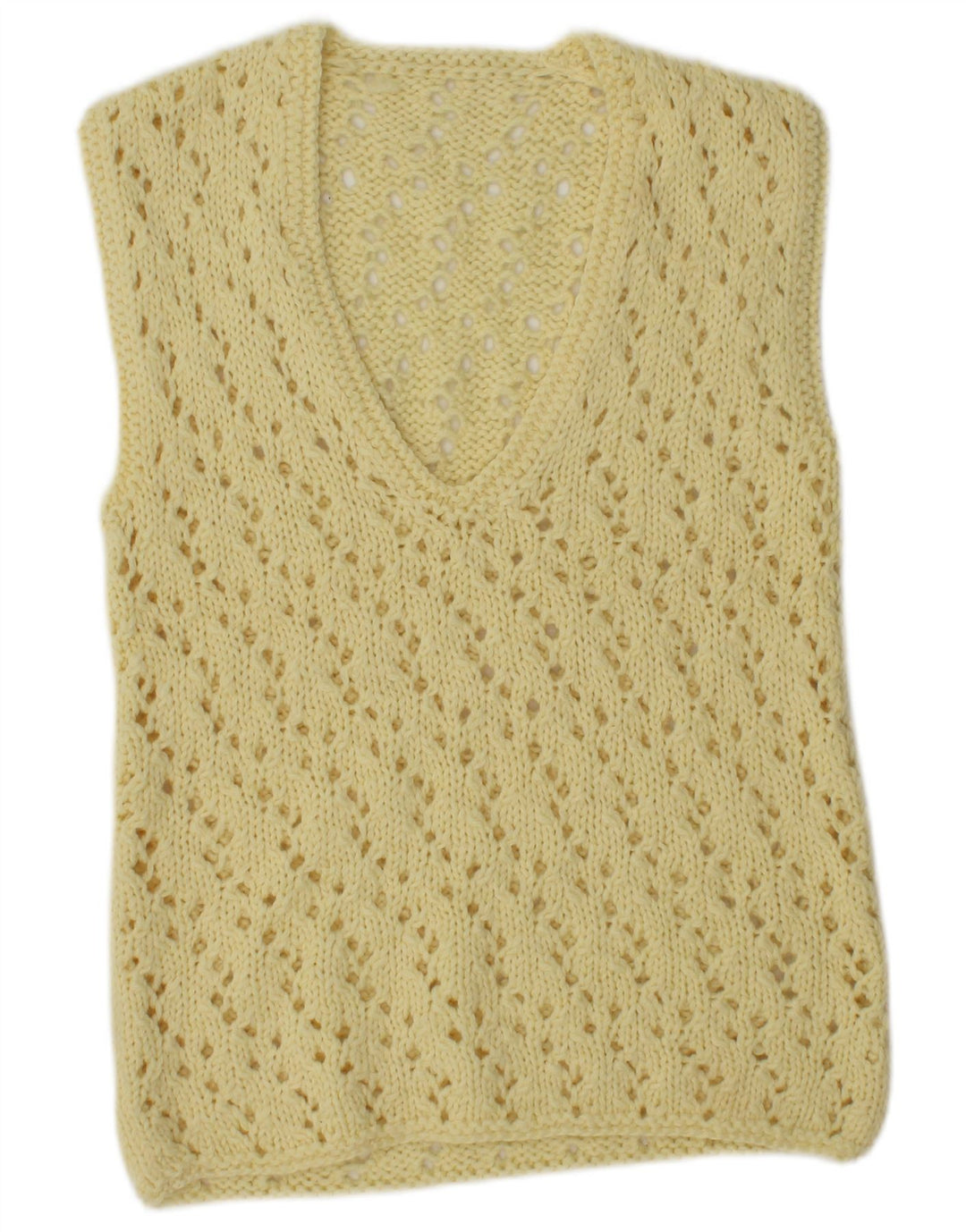 vintage Womens Vest Débardeur UK 12 Jaune Moyen