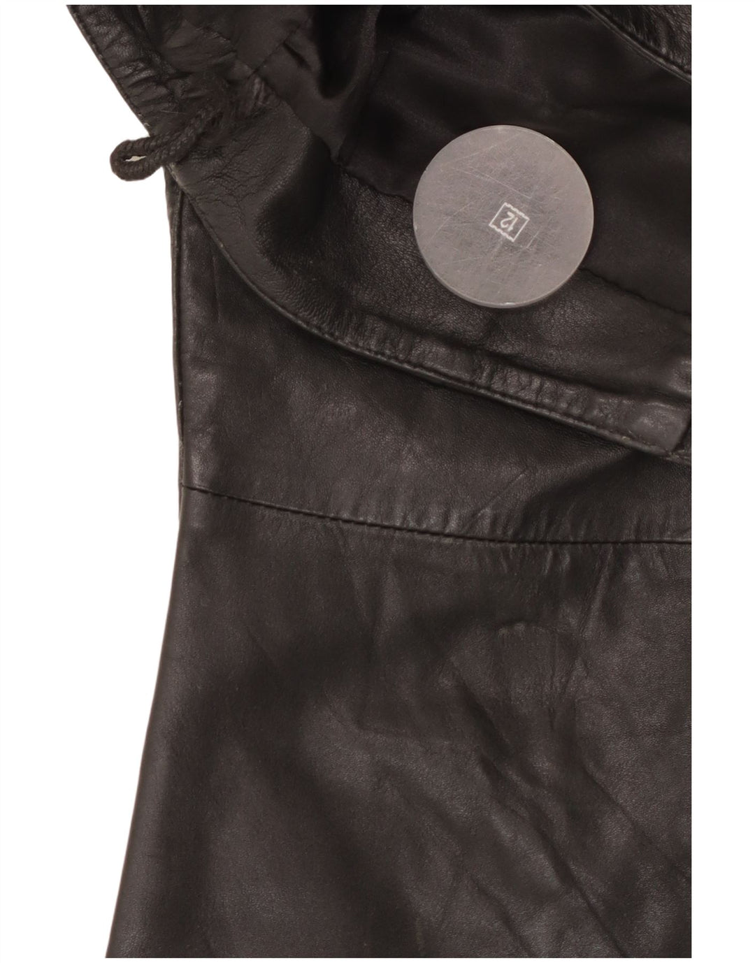 VINTAGE Pantalon en cuir bootcut femme UK 12 Medium W30 L32 Noir