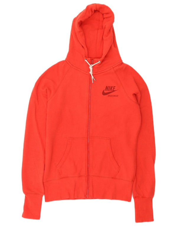 Nike Pull à capuche zippé pour femme UK 14 Coton rouge moyen