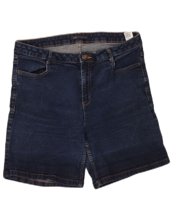 Marks & Spencer Short en jean pour femme UK 14 Large W34 Bleu marine Coton