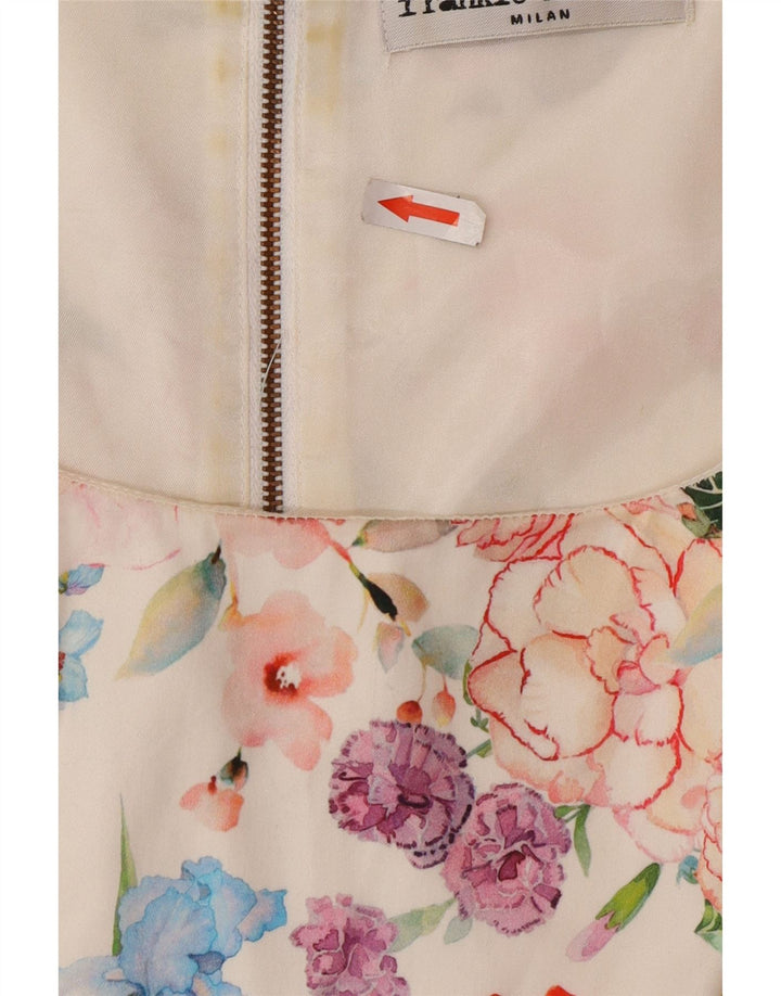 Frankie Morello Robe fourreau sans manches pour femme IT 42 Medium Blanc Floral