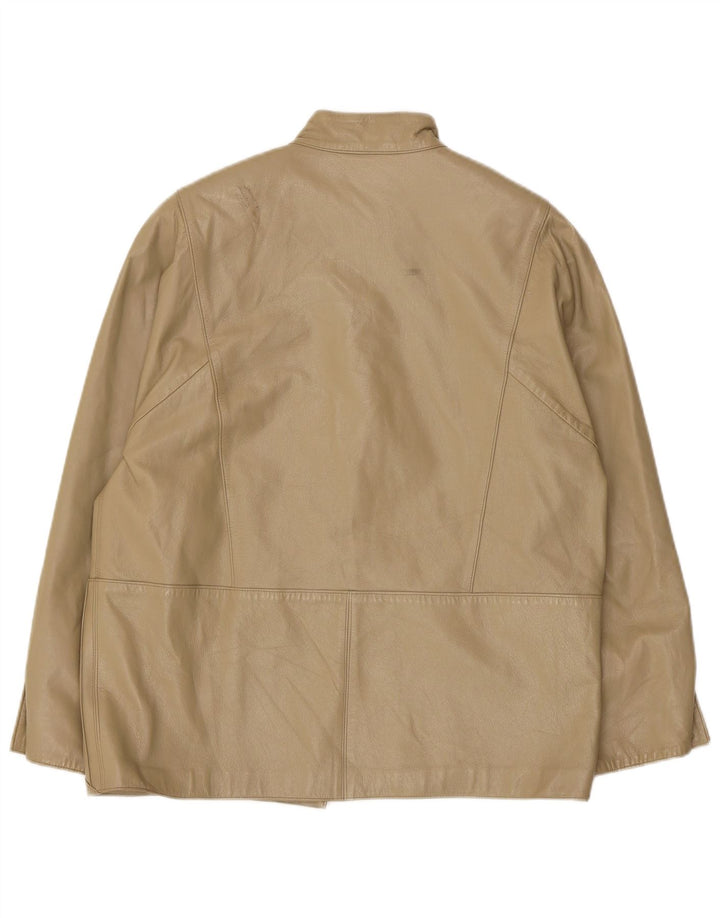 veste en cuir femme vintage IT 46 Grand cuir beige