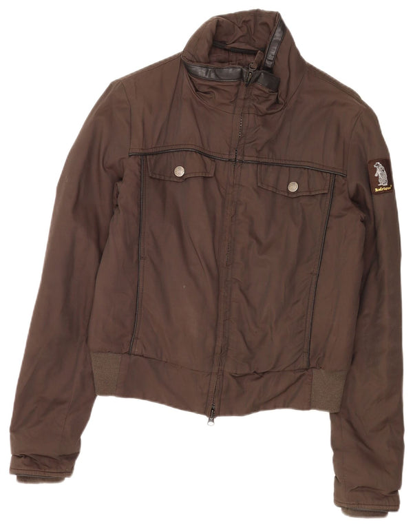 Refrigue Veste Bomber Courte Femme UK 12 Coton Marron Moyen