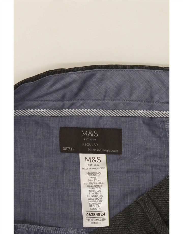 Marks & Spencer Pantalon de costume classique pour homme W38 L31 Gris Polyester