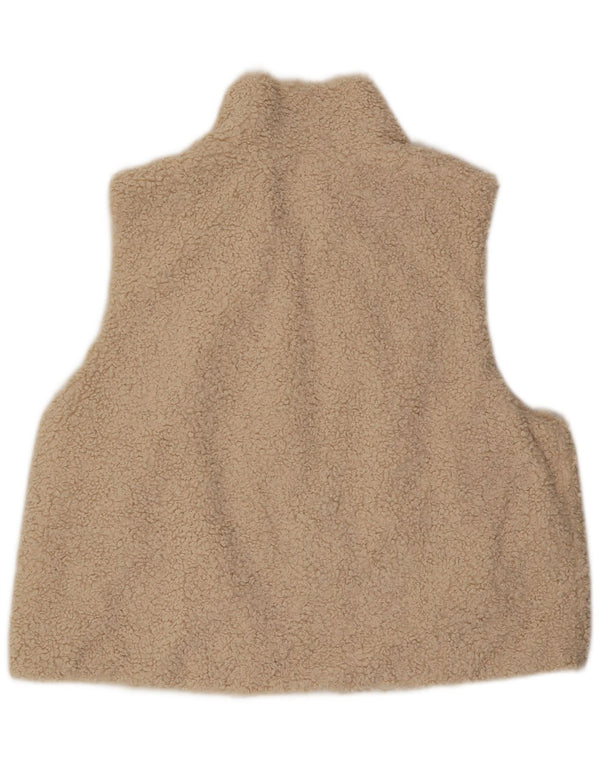 Zara Gilet polaire surdimensionné pour femme UK 10 Petit polyester beige