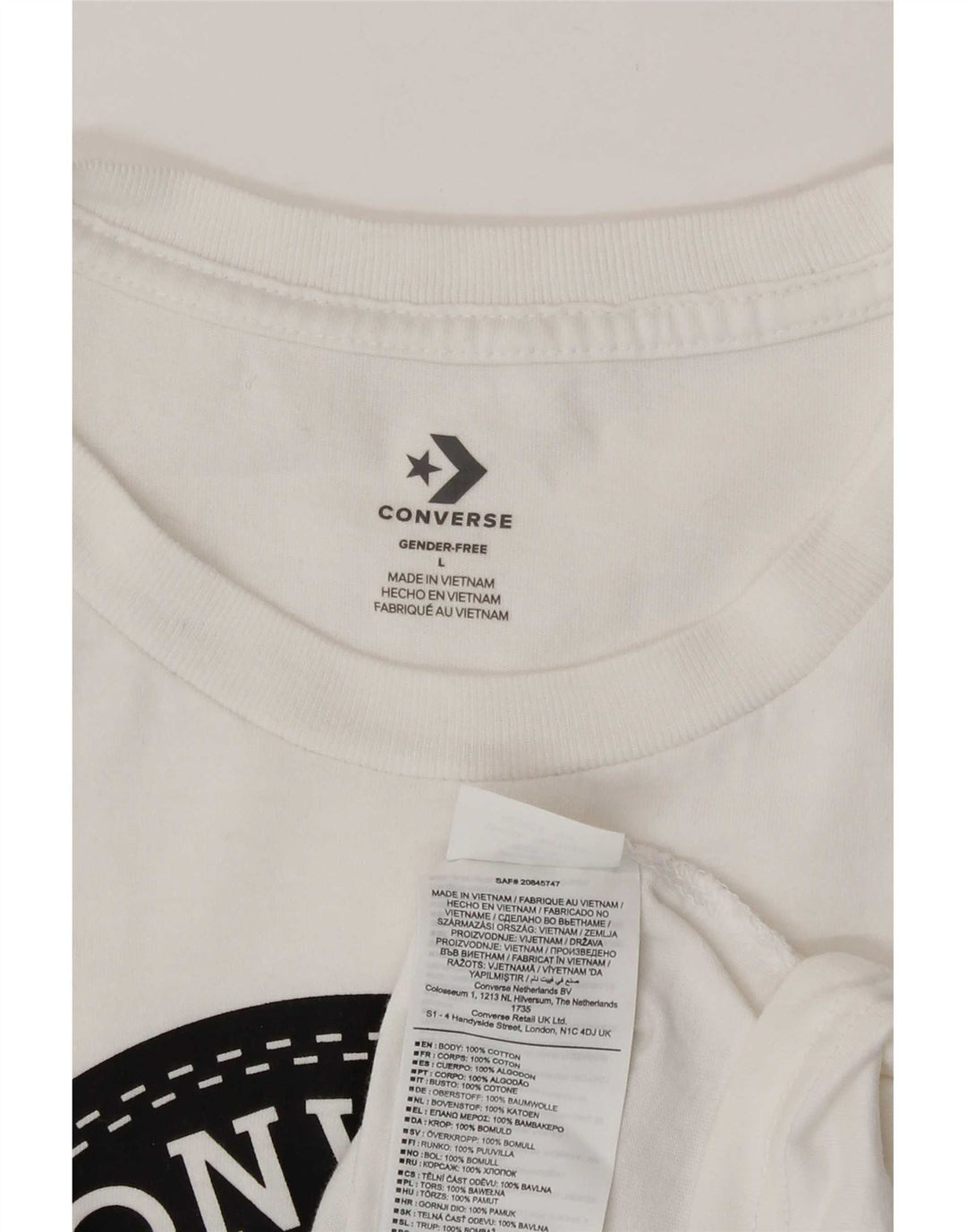 Converse T-shirt graphique pour homme en coton blanc Taille L