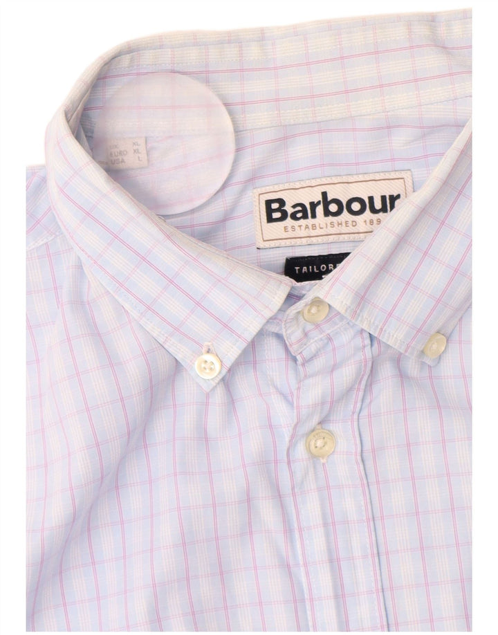 BARBOUR Chemise Coupe Ajustée Homme XL Bleu Vichy Coton