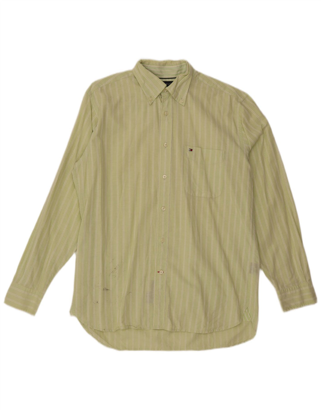 Tommy Hilfiger Chemise homme en coton à fines rayures vert moyen