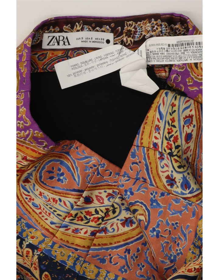 Zara Femme Mini Jupe Small W26 Multicolore Paisley Polyester