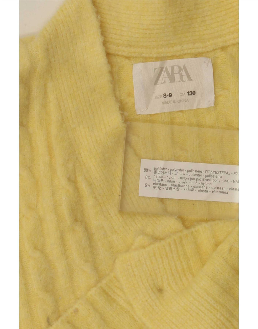 Zara Cardigan court pour fille 8-9 ans Jaune Polyester