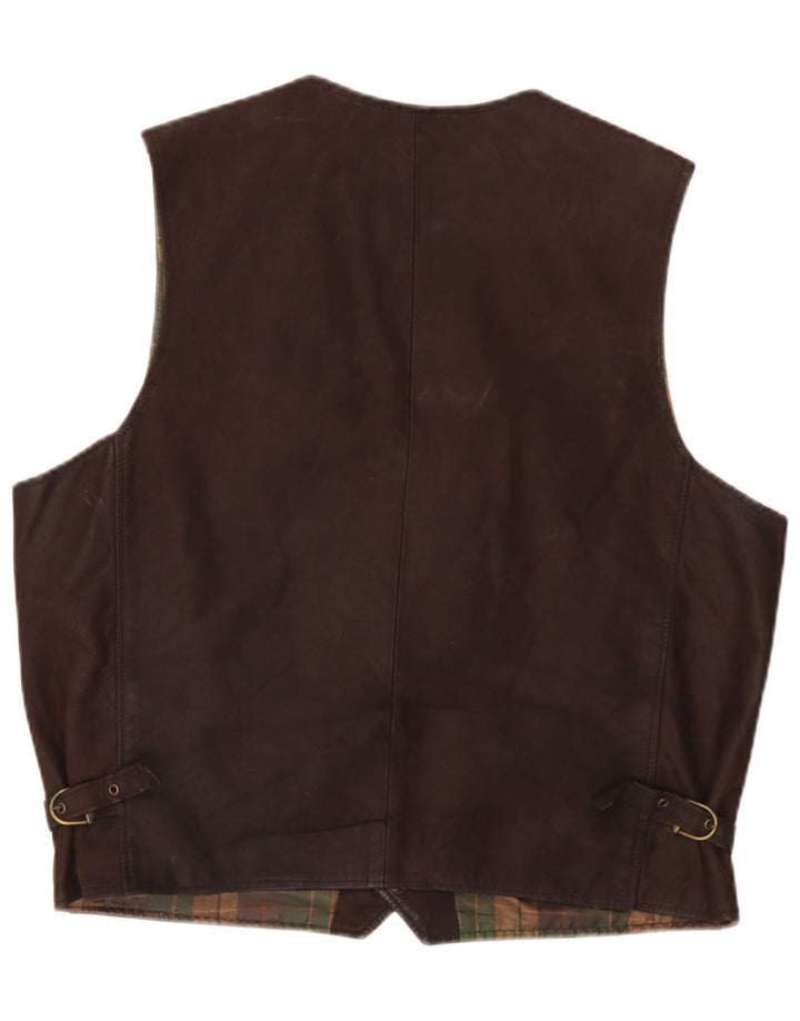 gilet en cuir homme vintage IT 56 2XL Marron