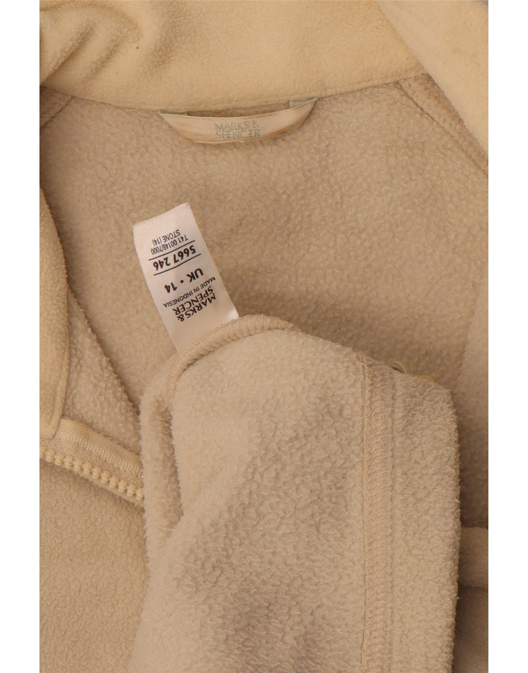 Marks & Spencer Veste polaire pour femme UK 14 Large Beige Polyester
