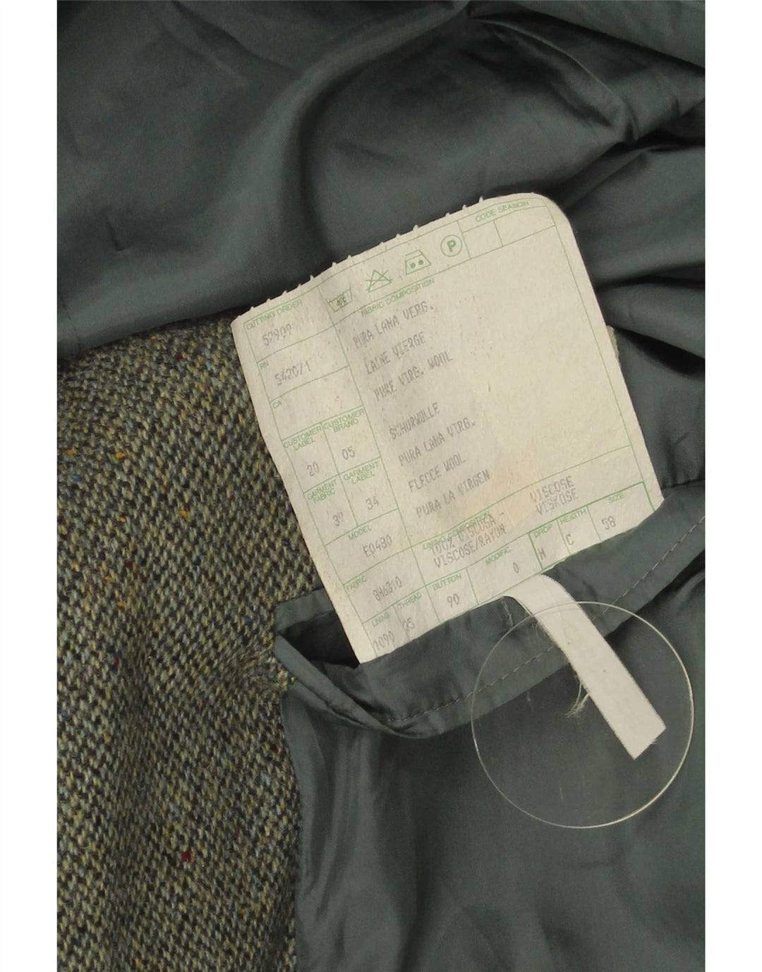 Facis Veste Blazer 2 Boutons Homme IT 58 4XL Laine Vierge Mouchetée Verte