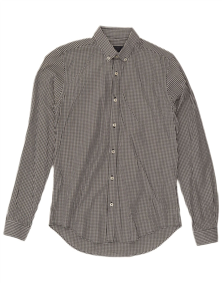 Zara Chemise Slim Fit Petit Vichy Noir Homme