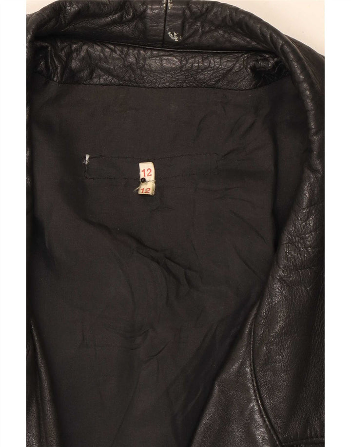 manteau en cuir surdimensionné femme vintage UK 12 Noir Moyen