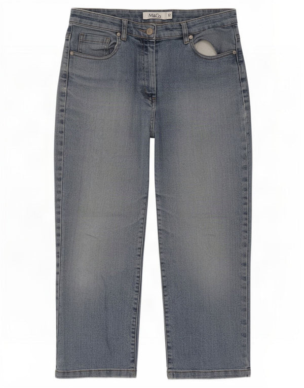 M&Co Jeans Capri Femme UK 12 Medium W28 L22 Bleu Coton