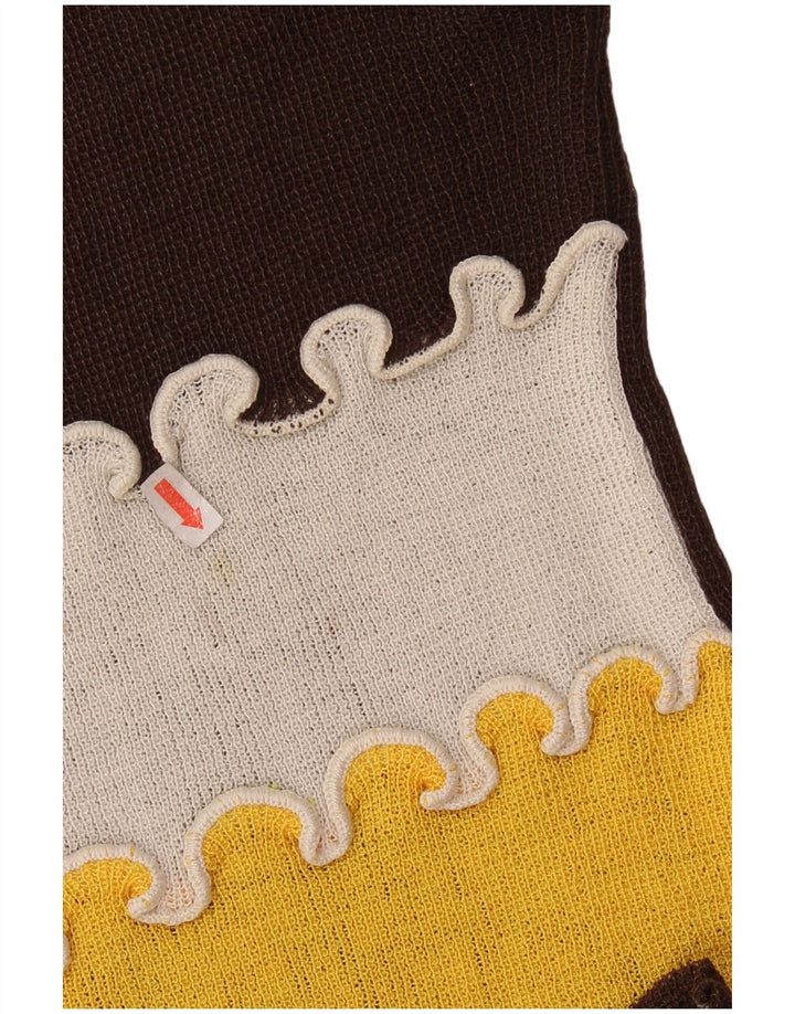 vintage Womens Vest Tank Top UK 8 Petit Colorblock Brun