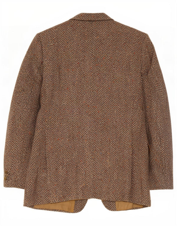 vintage Homme 2 Bouton Blazer Veste UK 38 Moyen Brun Chevrons