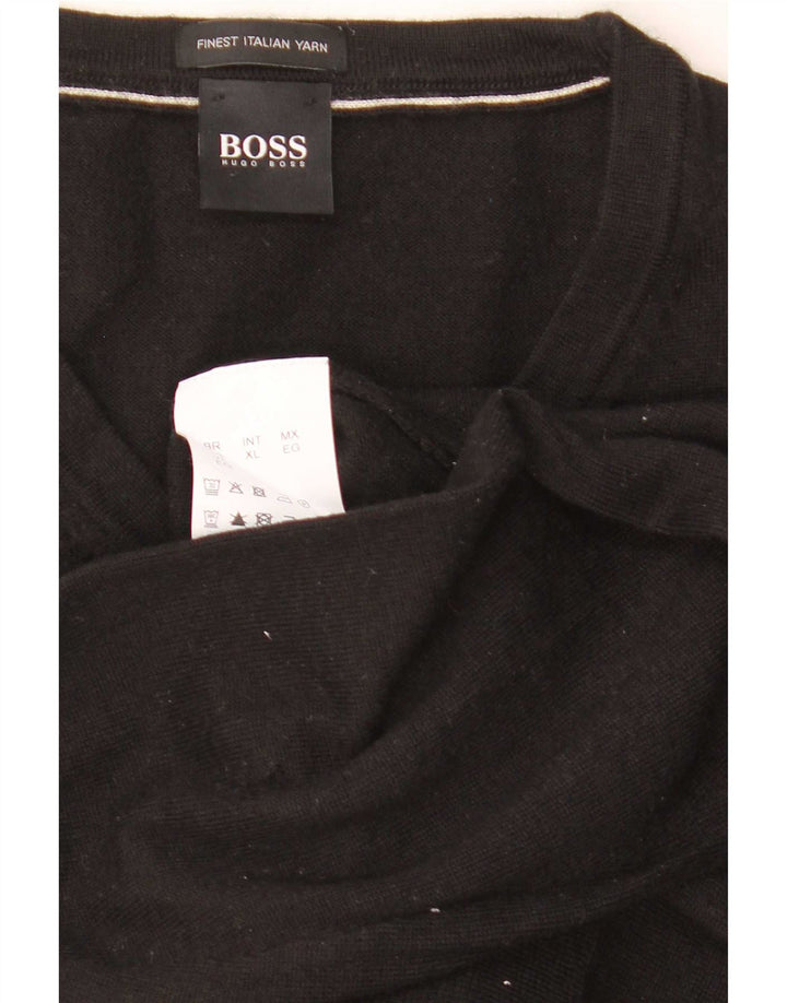 Hugo Boss Pull col V XL Noir Laine Vierge Homme
