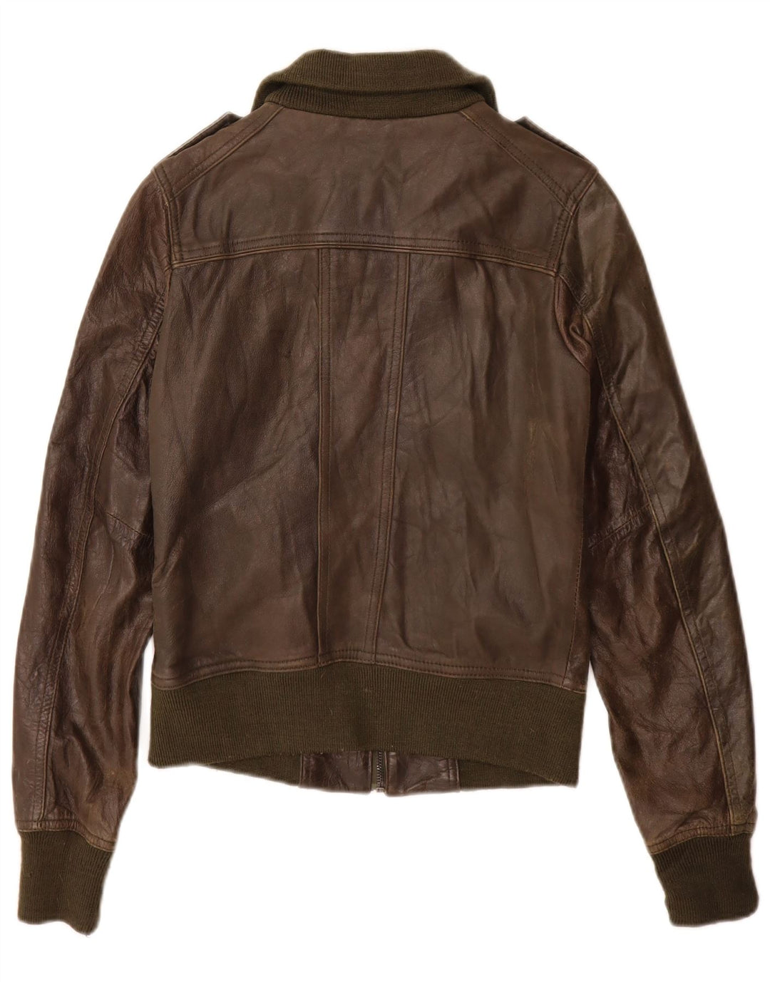 XDYE Veste en cuir militaire pour femme UK 8 Petit cuir kaki