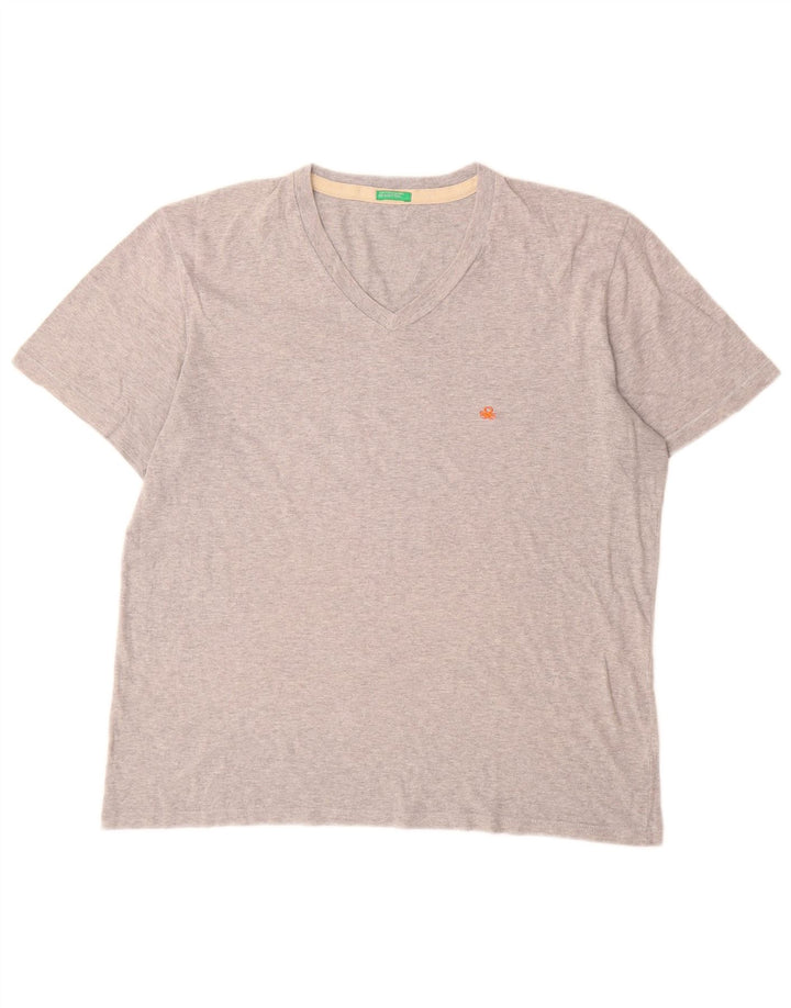 Benetton T-Shirt Homme Gris Moyen Moucheté