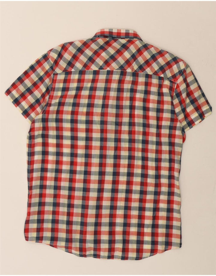 LEE Chemise Slim Fit à Manches Courtes pour Hommes 2XL Coton à Carreaux Rouge