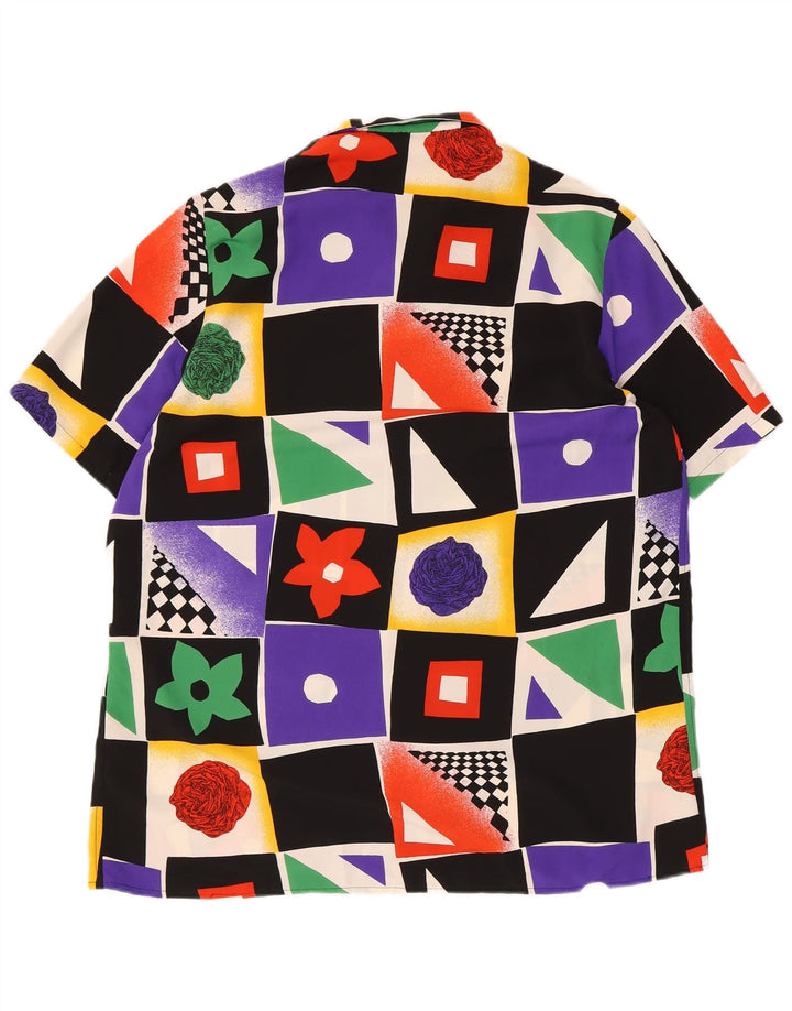 Chemise vintage à motif abstrait pour homme moyen multicolore géométrique