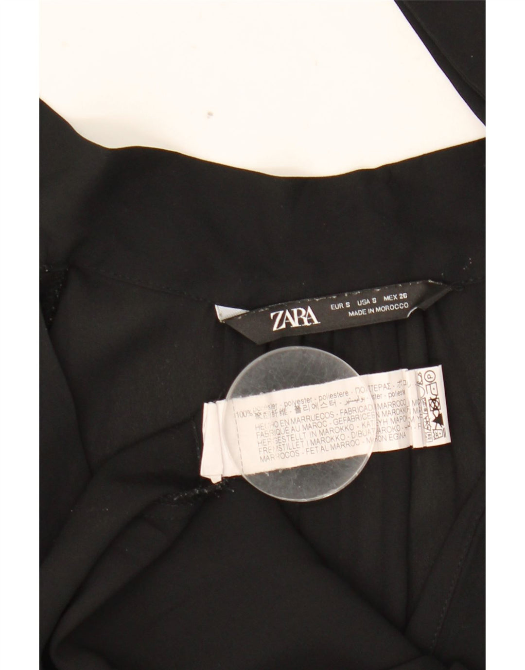 Zara Chemisier à manches longues avec cravate sur le devant pour femme UK 10 Petit Noir Polyester