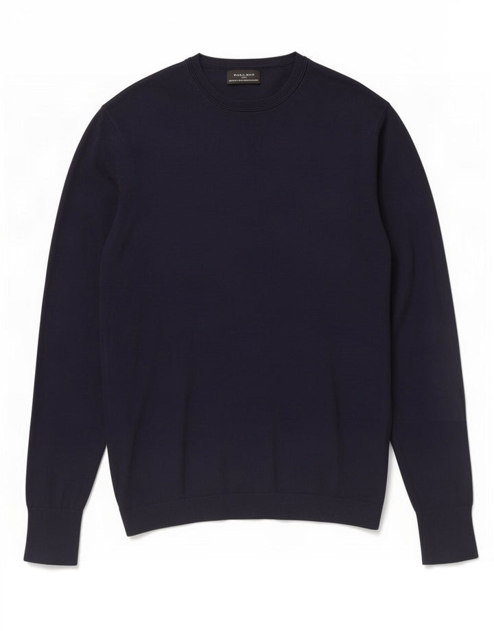 Zara Pull Col Rond Homme Bleu Marine Moyen Viscose