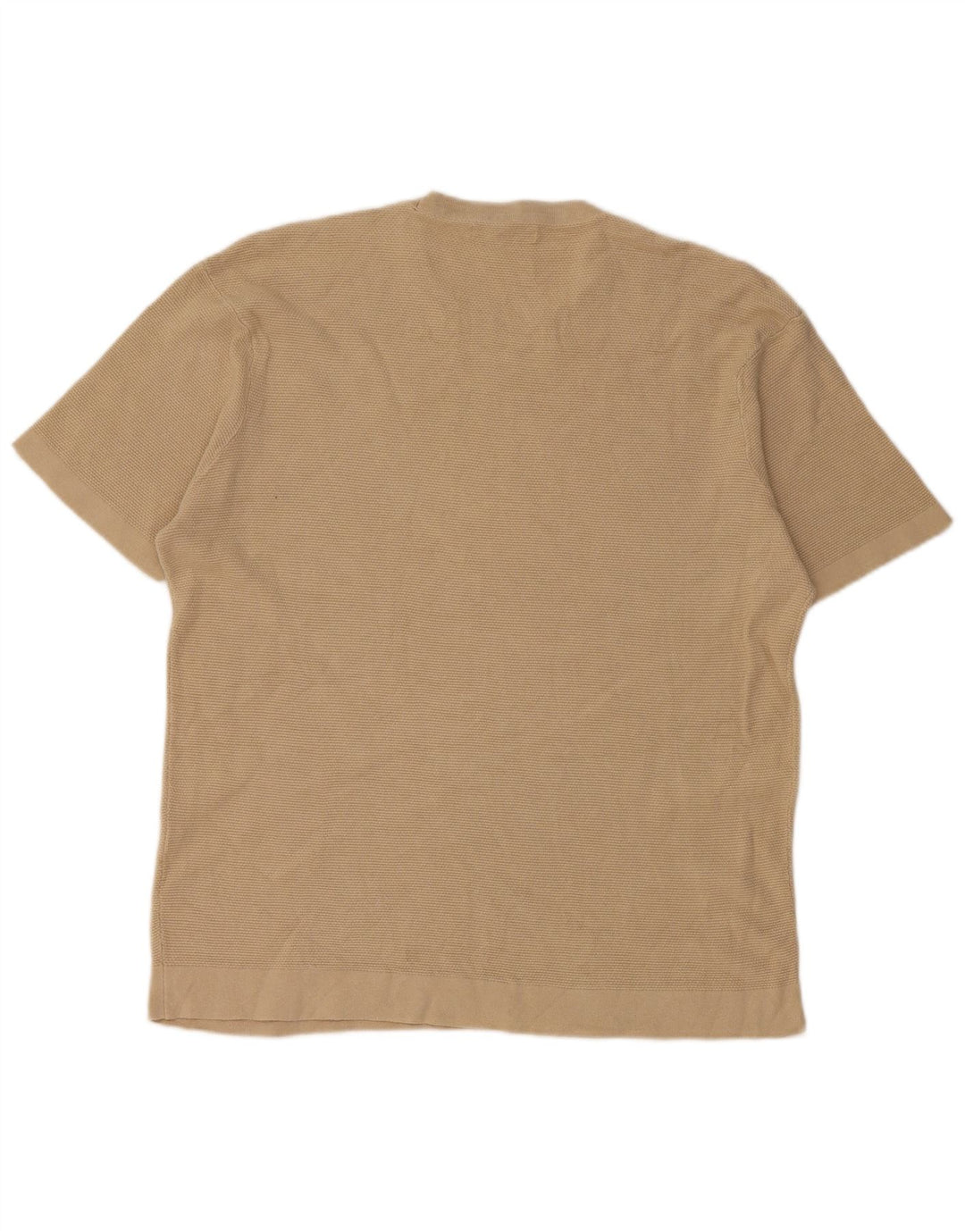 ZARA Mens T-Shirt Top Large Beige Cotton